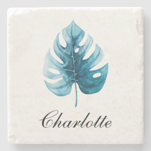 Dessous-de-verre En Pierre Elégance moderne Aquarelle Plante Monstera