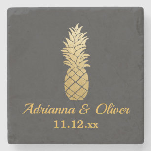 Dessous-de-verre En Pierre Élégance tropicale   Mariage ananas