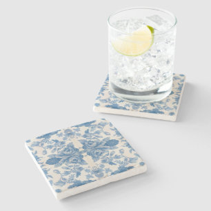 Dessous-de-verre En Pierre Elégant bleu vintage floral 