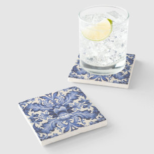 Dessous-de-verre En Pierre Élégant Chic Delware Blue Flower