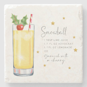 Dessous-de-verre En Pierre Élégant Cocktail de boule de neige Recette Noël bl