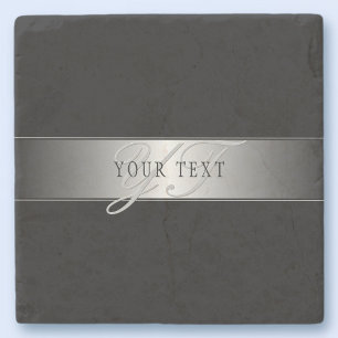 Dessous-de-verre En Pierre Élégant écriture de script de monogramme modifiabl