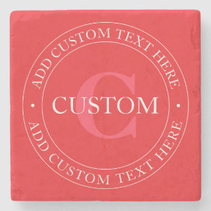 Dessous-de-verre En Pierre Élégant Modèle de texte circulaire modifiable roug