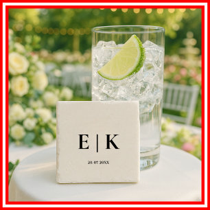 Dessous-de-verre En Pierre Elegant Modern Monogram Simple Wedding