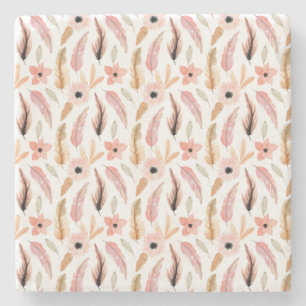 Dessous-de-verre En Pierre Élégant Motif d'aquarelle rose Abstrait