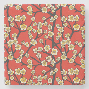 Dessous-de-verre En Pierre Élégant Motif sans couture en fleur de cerisier (9
