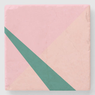 Dessous-de-verre En Pierre Elégant vert pêche rose pastel géométrique