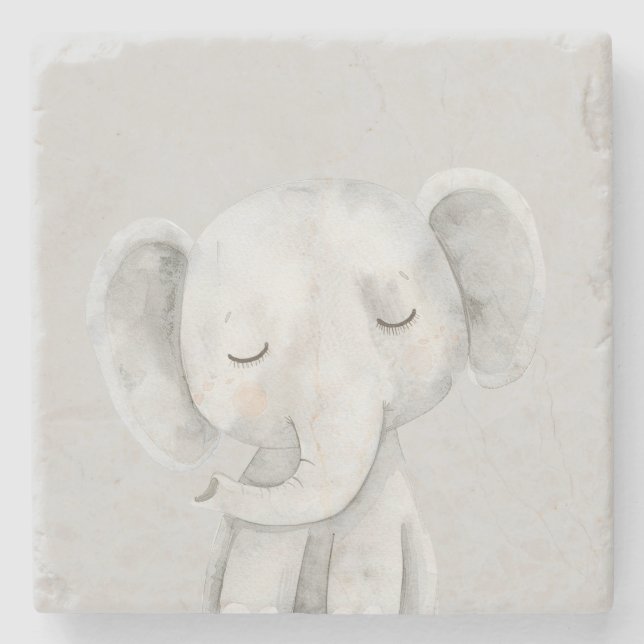 Dessous-de-verre En Pierre Éléphant Gris Mignon (Devant)