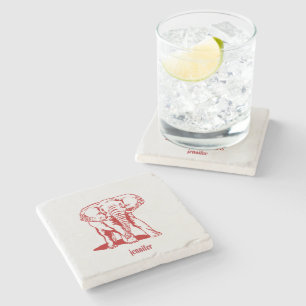 Dessous-de-verre En Pierre Eléphant rouge monogramme