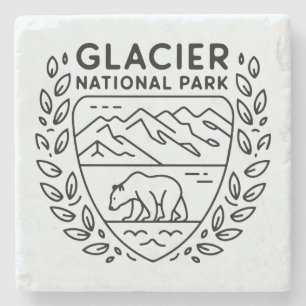 Dessous-de-verre En Pierre Emblème de l'ours du parc national des Glaciers