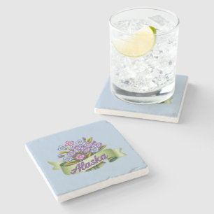 Dessous-de-verre En Pierre Emblème des fleurs de l'état de l'Alaska