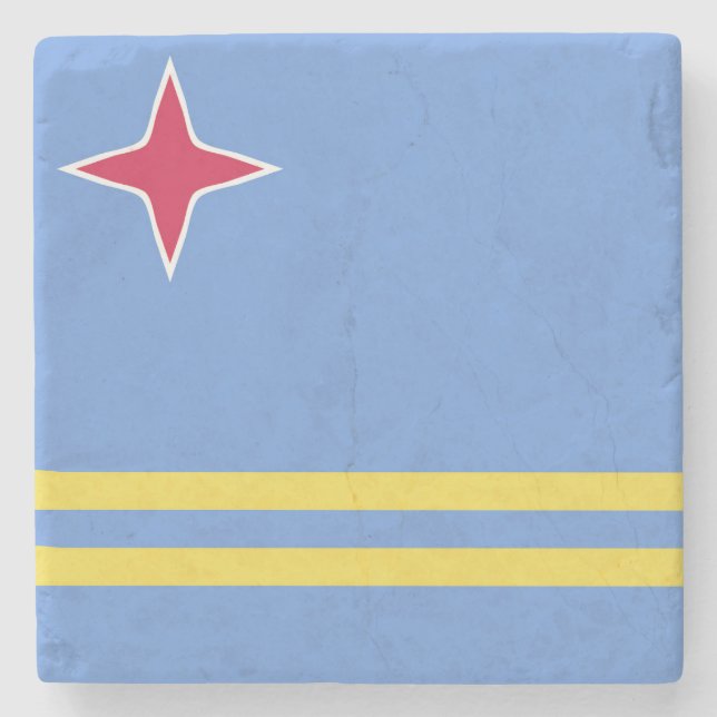 Dessous-de-verre En Pierre Emblème du drapeau d'Aruba (Devant)