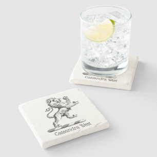 Dessous-de-verre En Pierre Emblème héraldique du lion debout