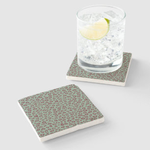 Dessous-de-verre En Pierre Empreinte de léopard rouge vert
