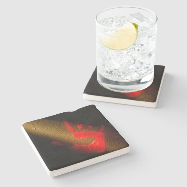 Dessous-de-verre En Pierre Empreinte rouge (Côté)