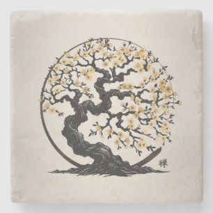 Dessous-de-verre En Pierre Enso Zen Cercle Sakura arbre