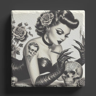 Dessous-de-verre En Pierre Épingle de goth tatoué rétro