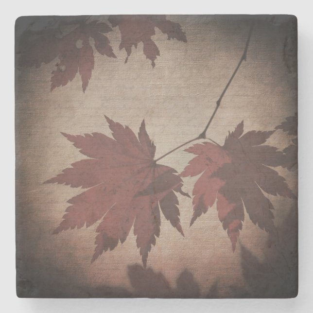 Dessous-de-verre En Pierre Érable japonais feuille script rouge (Devant)