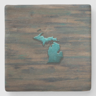 Dessous-de-verre En Pierre État du Michigan Turquoise