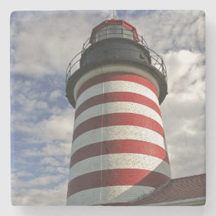Dessous-de-verre En Pierre États-Unis, Maine, Lubec. Phare de West Quoddy Hea
