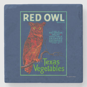 Dessous-de-verre En Pierre Étiquette végétal de hibou rouge