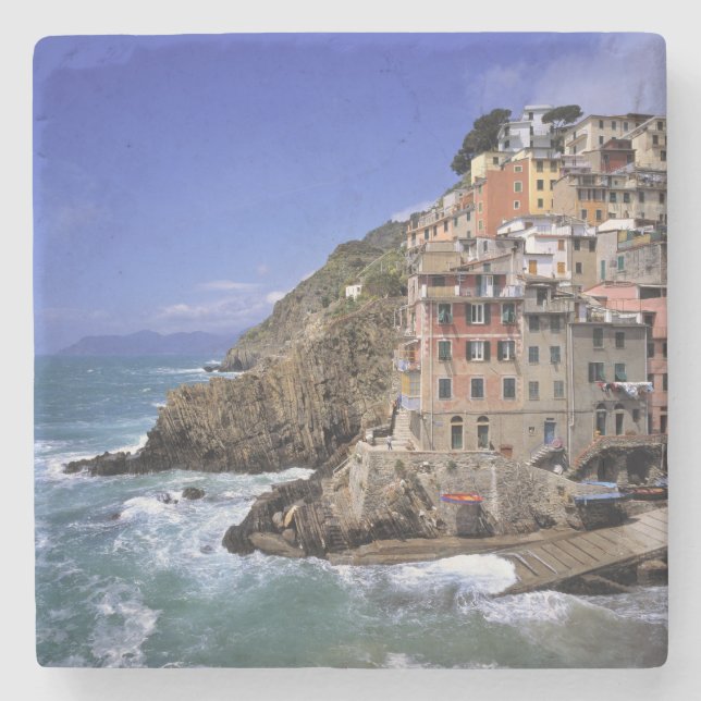 Dessous-de-verre En Pierre Europe, Italie, Riomaggiore. Riomaggiore est const (Devant)