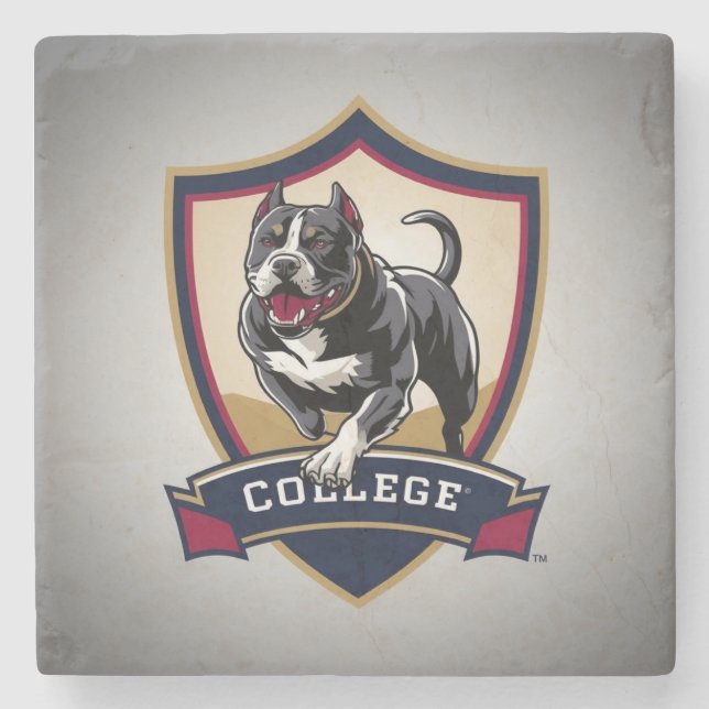 Dessous-de-verre En Pierre Exécution du logo PitBull College (Devant)
