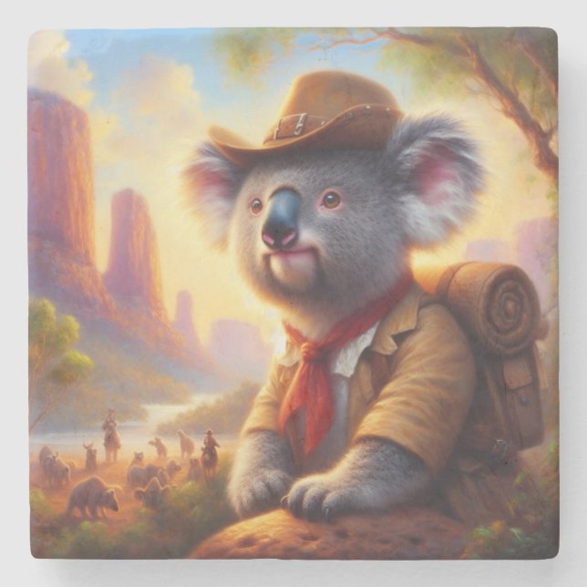 Dessous-de-verre En Pierre Explorateur Koala (Devant)