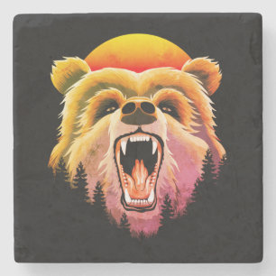 Dessous-de-verre En Pierre Face d'ours grizzli