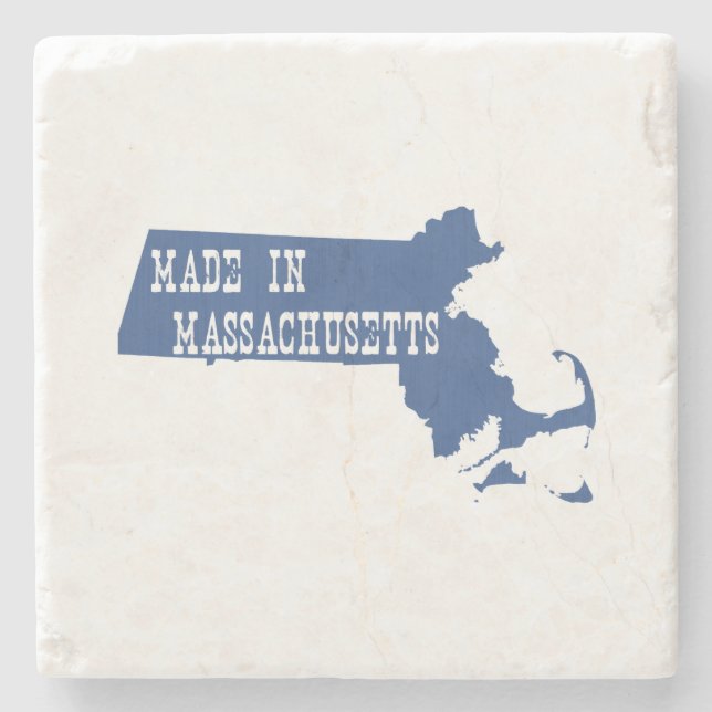 Dessous-de-verre En Pierre Fait dans le Massachusetts State Shaped Bay Stater (Devant)
