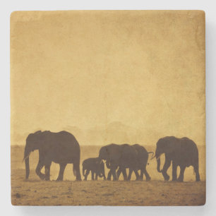 Dessous-de-verre En Pierre Famille d'éléphant