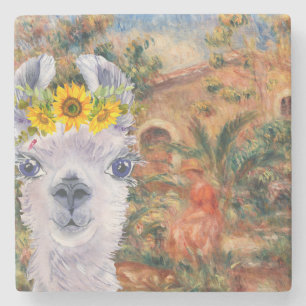 Dessous-de-verre En Pierre Fancy Llama et Renoir's Farmhouse