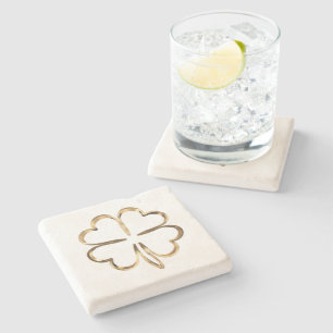 Dessous-de-verre En Pierre Faux Golden Clover Bonne chance