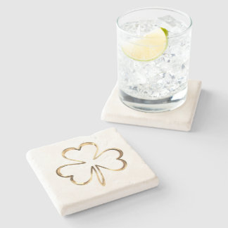 Dessous-de-verre En Pierre Faux Golden Shamrock Clover Irish Good Luck