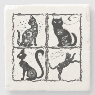 Dessous-de-verre En Pierre Feline gothique Familiars.w