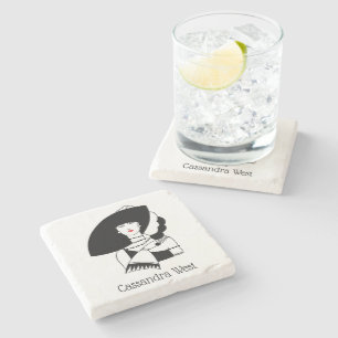 Dessous-de-verre En Pierre Femme Art Déco avec grand chapeau gants RL