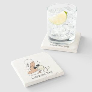 Dessous-de-verre En Pierre Femme Art Déco vintage avec fleurs portant Casquet