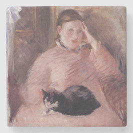 Dessous-de-verre En Pierre Femme avec un chat (par Edouard Manet)