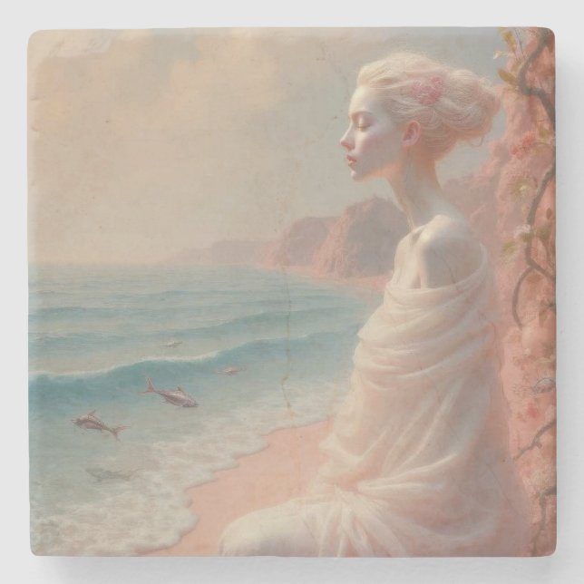 Dessous-de-verre En Pierre Femme éthérée sur Dreamy Beach (Devant)