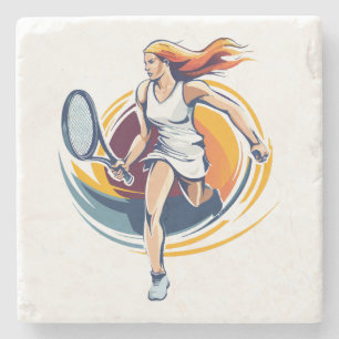 Dessous-de-verre En Pierre femme jouant au tennis