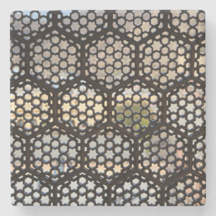 Dessous-de-verre En Pierre Fenêtre de treillis géométrique, Inde