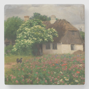 Dessous-de-verre En Pierre Ferme avec Fleurs de prairie