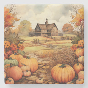 Dessous-de-verre En Pierre Ferme citrouille automne récolte Thanksgiving