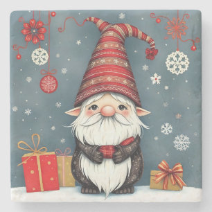 Dessous-de-verre En Pierre Festin de Noël cosy gnome en déguisement