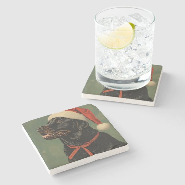 Dessous-de-verre En Pierre Fetching Through the Snow Stone Coaster (Côté)