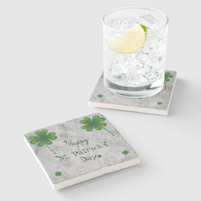 Dessous-de-verre En Pierre Fête de la Saint-Patrick shamrock (Côté)
