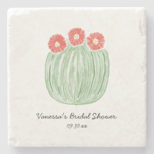 Dessous-de-verre En Pierre Fête de mariage avec cactus à fleurs rouges