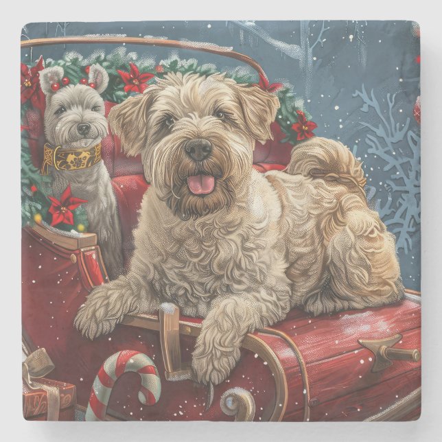 Dessous-de-verre En Pierre Fête de Noël des chiens errants (Devant)