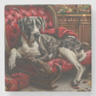 Dessous-de-verre En Pierre Fête de Noël du chien Danse