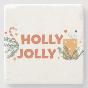 Dessous-de-verre En Pierre Fête de Noël Holly Jolly